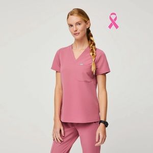 Figs catarina one pocket scrub top xxs quartz BCA, breast cancer awareness